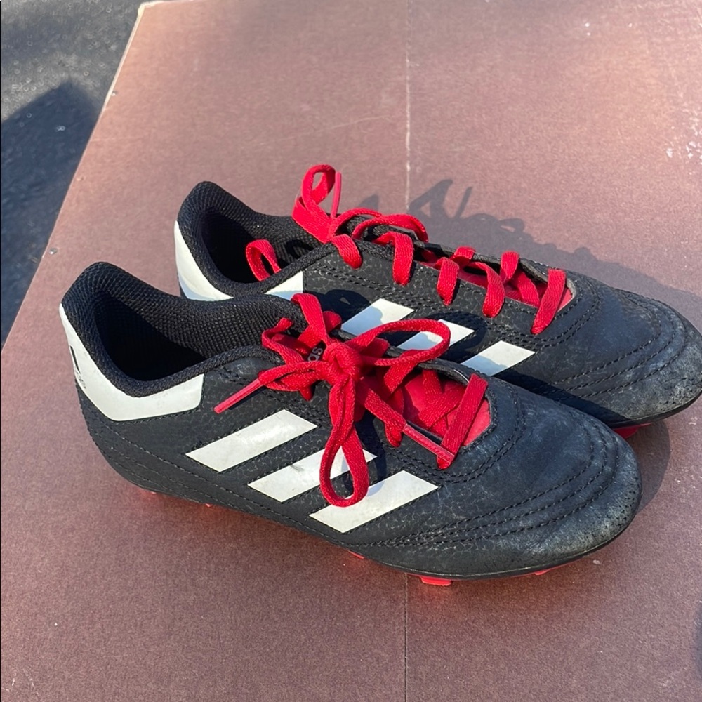 Adidas Kids Black and Red Soccer Shoes